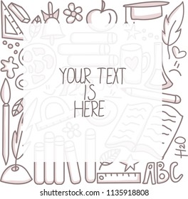 Card template of back to school vintage details. Vector EPS 10.