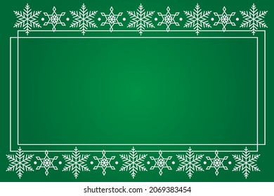 Card template, background| Greeting Card with cute snowflakes, decorations and frame.