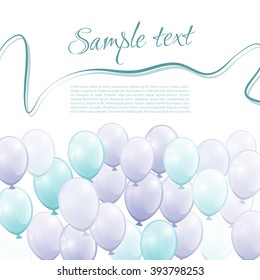 Card template with balloons and sample text, nice colored