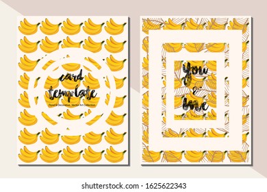 Card template banana yellow pattern vector illustration design