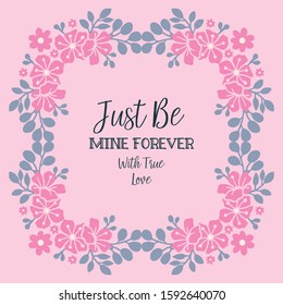 Card template be mine, with leaf floral frame blooms. Vector