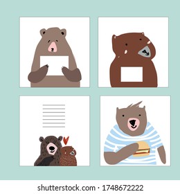 Card template. Bear illustration for your design:card, poster, wall