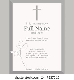 Card template with beige flower and cross