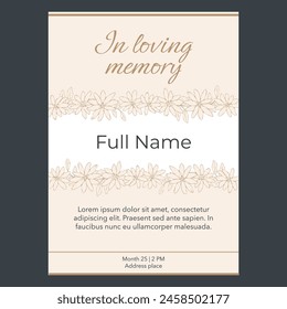 card template with beige flowers illustration