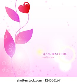 Card template with branch and heart. eps10