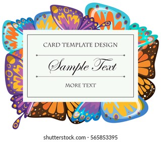 Card template with butterfly wings illustration