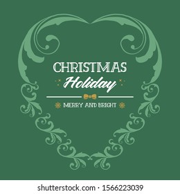 Card template christmas holiday, with texture pattern of green leaves frame. Vector