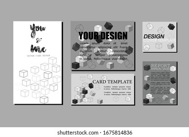 Colección de plantillas de tarjeta ilustración vectorial diseño fondo de fondo negro y blanco color
