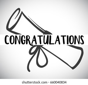 Card template with congratulations word and degree illustration