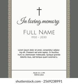 card template with cross, and geometric border texture