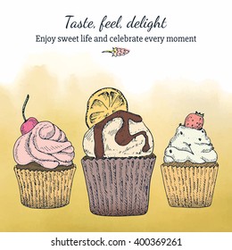 Card template with cupcakes