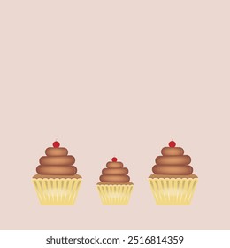 Kartenschablone mit Cupcakes verschiedener Größen