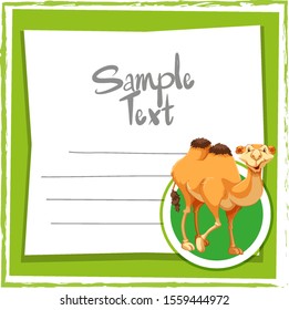 Plantilla de tarjeta con ilustración de camello lindo
