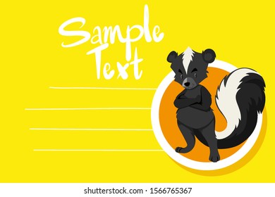 Card template with cute skunk illustration