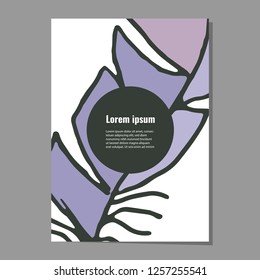 Card template with decorative orange feather for poster, flyer, banner invitations.