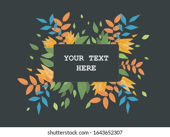 Card template design with flowers for wedding, marriage, bride, birthday, Valentine's day or other uses. Quiet card with nature.