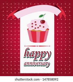 Card. Template design. Ribbon. Cake vector illustration
