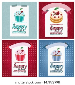 Card. Template design. Ribbon. Cake vector illustration