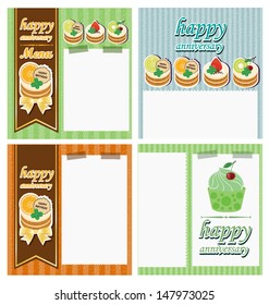 Card. Template design. Ribbon. Cake vector illustration