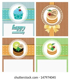 Card. Template design. Ribbon. Cake vector illustration