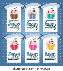 Card. Template design. Ribbon. Cake vector illustration