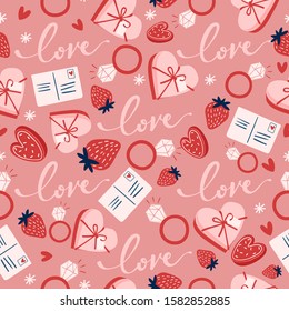 Card Template design for Valentine's day : Seamless Pattern :  Vector Illustration