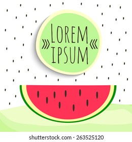 card template design with  watermelon and sticker for text