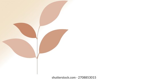 Plantilla de tarjeta con elegante rama, hojas y corazón. Los colores del café.

