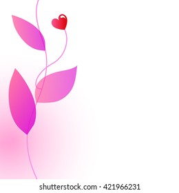 Card template with elegant branch, leaves and heart. Good for identity: reproduction, gynecology, mammalogy.
