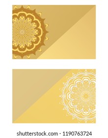 Card template with floral mandala pattern. Business card for fitness center, sport emblem, meditation class. Vector illustration