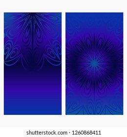 Card template with floral mandala pattern. Business card for fitness center, sport emblem, meditation class. Vector illustration