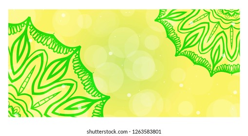 Card template with floral mandala pattern. Business card for fitness center, sport emblem, meditation class. Vector illustration