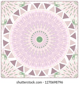 Card Template With Floral Mandala Pattern. Vector Template. Islam, Arabic, Indian, Mexican Ottoman Motifs. Hand Drawn Background. Pastel color.