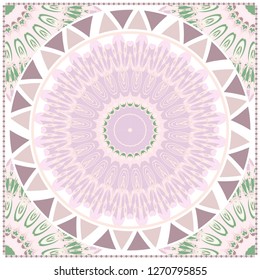 Card Template With Floral Mandala Pattern. Vector Template. Islam, Arabic, Indian, Mexican Ottoman Motifs. Hand Drawn Background. Pastel color.