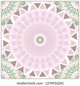 Card Template With Floral Mandala Pattern. Vector Template. Islam, Arabic, Indian, Mexican Ottoman Motifs. Hand Drawn Background. Pastel color.