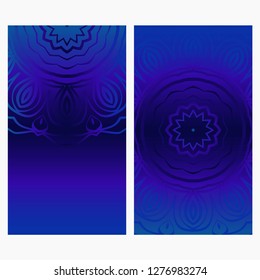 Card template with floral mandala pattern. Business card for fitness center, sport emblem, meditation class. Vector illustration