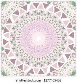Card Template With Floral Mandala Pattern. Vector Template. Islam, Arabic, Indian, Mexican Ottoman Motifs. Hand Drawn Background. Pastel color.
