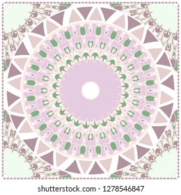 Card Template With Floral Mandala Pattern. Vector Template. Islam, Arabic, Indian, Mexican Ottoman Motifs. Hand Drawn Background. Pastel color.