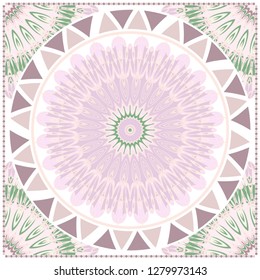 Card Template With Floral Mandala Pattern. Vector Template. Islam, Arabic, Indian, Mexican Ottoman Motifs. Hand Drawn Background. Pastel color.