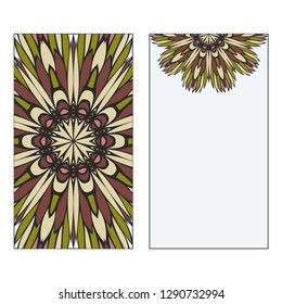 Card Template With Floral Mandala Pattern. Business Card For Fitness Center, Sport Emblem, Meditation Class. Vector Illustration
