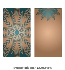 Card Template With Floral Mandala Pattern. Business Card For Fitness Center, Sport Emblem, Meditation Class. Vector Illustration