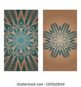 Card Template With Floral Mandala Pattern. Business Card For Fitness Center, Sport Emblem, Meditation Class. Vector Illustration