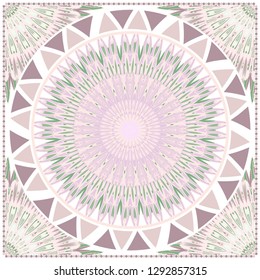 Card Template With Floral Mandala Pattern. Vector Template. Islam, Arabic, Indian, Mexican Ottoman Motifs. Hand Drawn Background. Pastel color.
