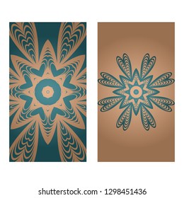 Card Template With Floral Mandala Pattern. Business Card For Fitness Center, Sport Emblem, Meditation Class. Vector Illustration