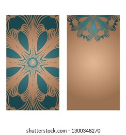 Card Template With Floral Mandala Pattern. Business Card For Fitness Center, Sport Emblem, Meditation Class. Vector Illustration