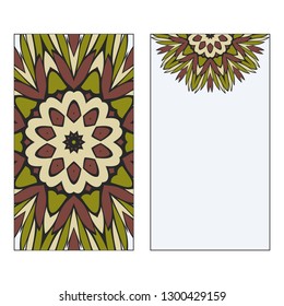 Card Template With Floral Mandala Pattern. Business Card For Fitness Center, Sport Emblem, Meditation Class. Vector Illustration