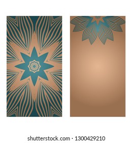 Card Template With Floral Mandala Pattern. Business Card For Fitness Center, Sport Emblem, Meditation Class. Vector Illustration