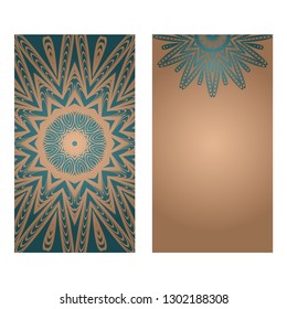 Card Template With Floral Mandala Pattern. Business Card For Fitness Center, Sport Emblem, Meditation Class. Vector Illustration