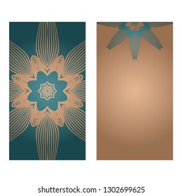 Card Template With Floral Mandala Pattern. Business Card For Fitness Center, Sport Emblem, Meditation Class. Vector Illustration