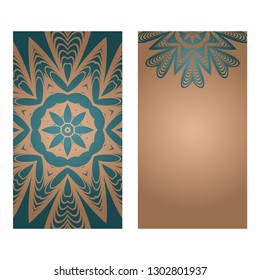 Card Template With Floral Mandala Pattern. Business Card For Fitness Center, Sport Emblem, Meditation Class. Vector Illustration